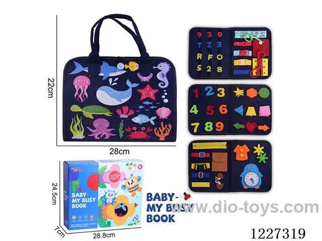 Montessori Early Learning for Kids -Felt 4-page Dinosaur + Ocean Busy Board