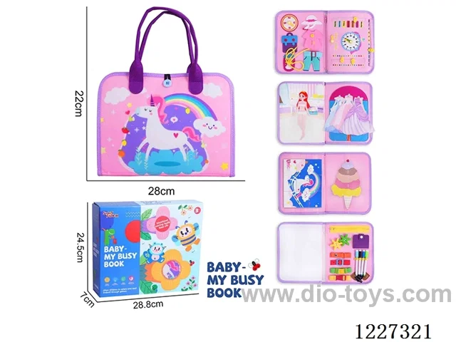 Montessori Early Learning for Kids -Felt 5-page Unicorn Busy Board