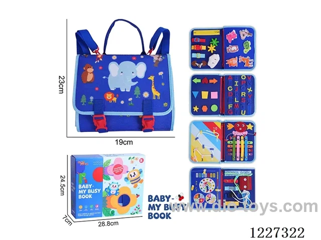 Montessori Early Learning for Kids -Felt Backpack 5-page Wildlife Busy Board