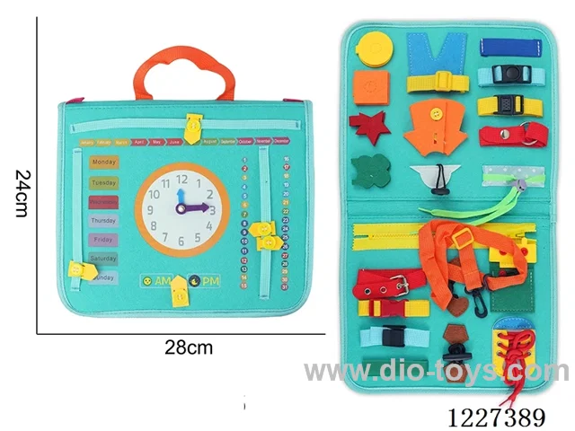 Montessori Early Learning for Kids -Single Page Blue and Green Time Tote