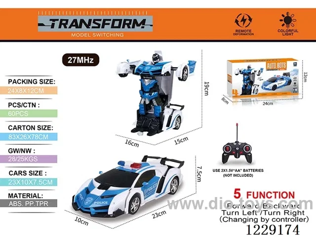 1:18 5ch rc car with light not included battery