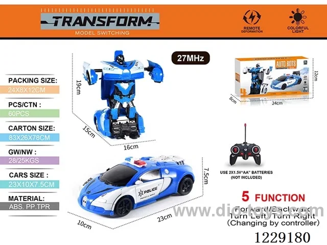 1:18 5ch rc car with light not included battery