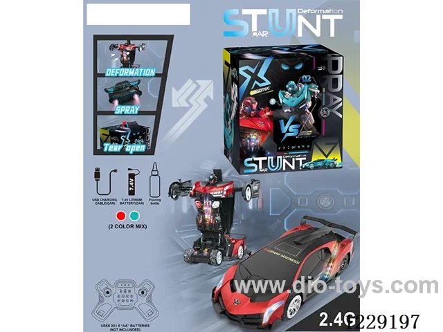 1：8 2.4G rc stunt transformer car W L/M/spray included battery