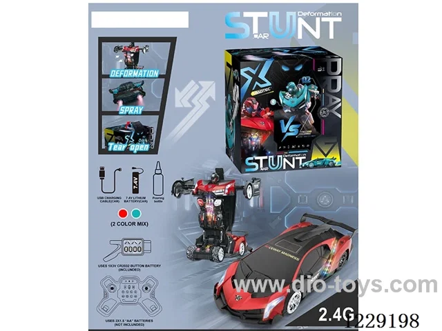 1：8 2.4G rc stunt transformer car W L/M/spray/watch remote control included battery