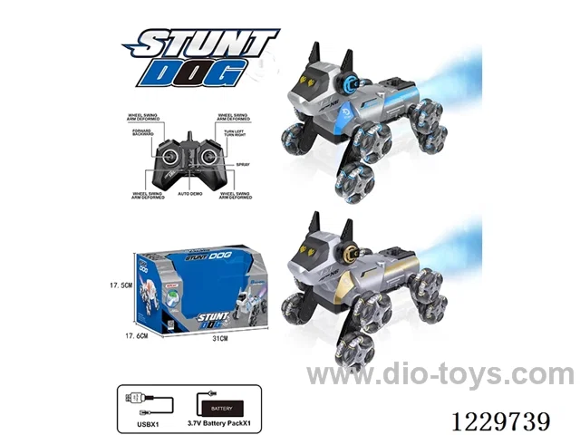 Eight wheel stunt RC machine dog smoke light Included Battery
