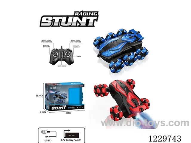 6 Wheels Stunt RC Car Smoke Lighting Included Battery