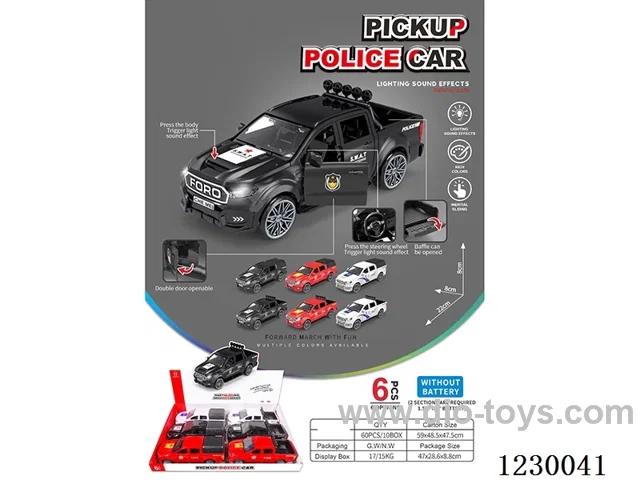 Simulation Pickup Truck Police Car 6PCS-Inertia with Lighting