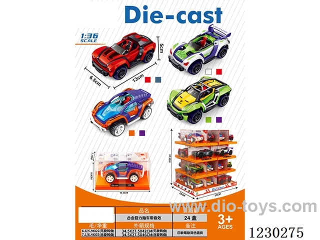 pull back alloy car with sound effects included 3*AG3 - with spinning wheel