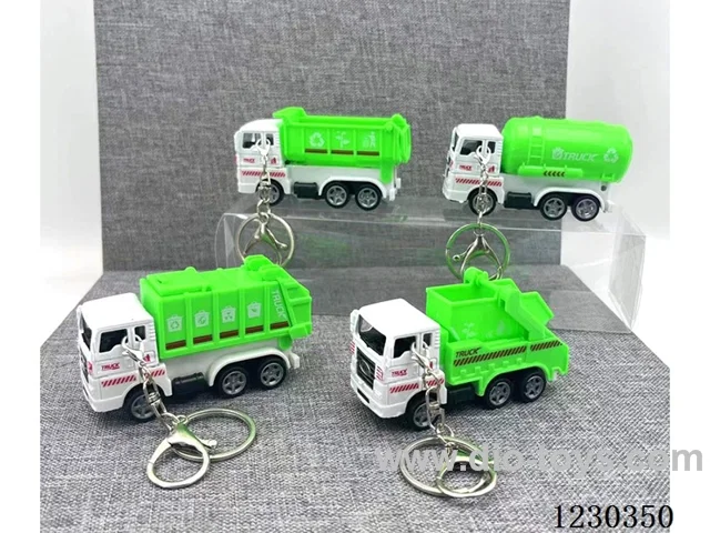 1:64 Pull Back Alloy Sanitation Vehicle Key Chain