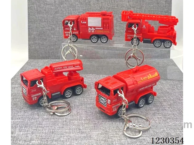 1:64 Pull Back Alloy Fire Truck Keychain