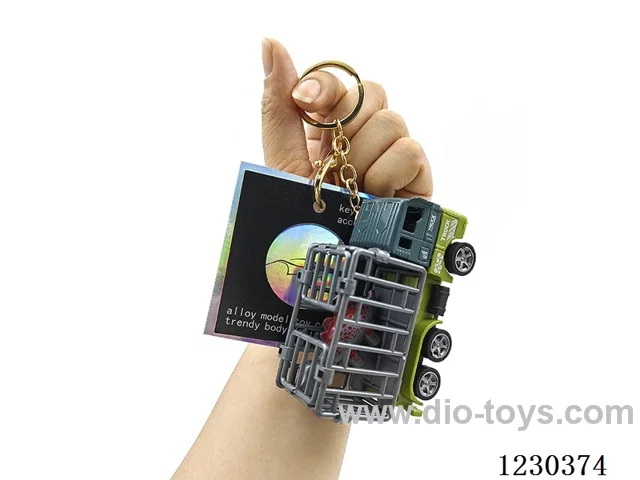 1:64 Alloy Pull Back Small Dinosaur Cage Car Key Chain