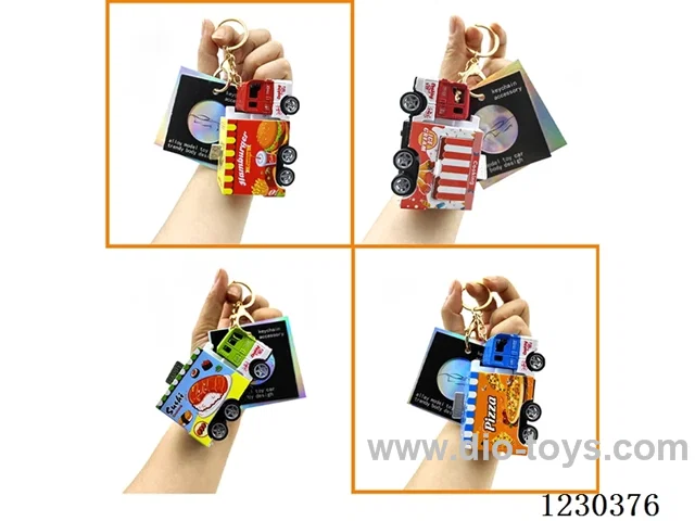 1:64 Alloy Pull Back Window Opening Food Truck Key Chain