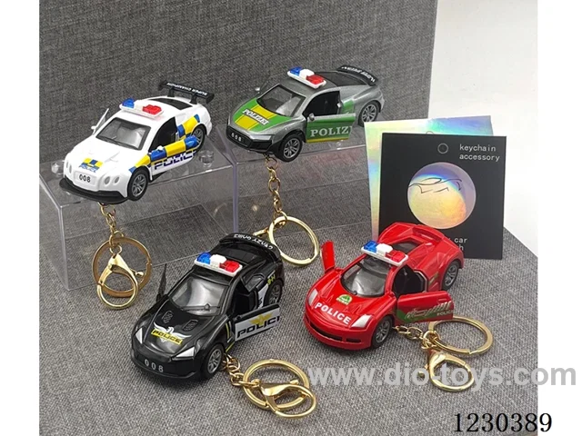 1:60 Alloy Pull Back Double Door Police Car Key Chain