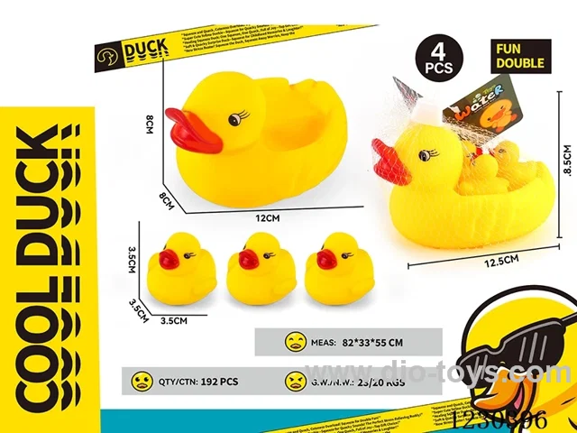 Rubber BB whistle small boat duck + 3 tiny ducks