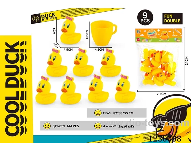 Rubber BB whistle 8 female ducks + cup
