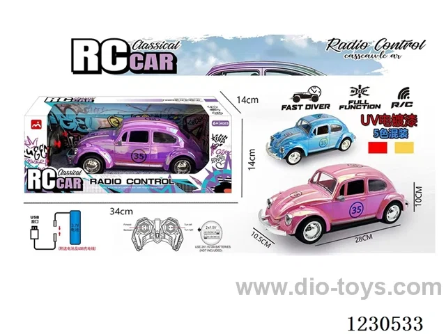 1:16 Volkswagen Beetle 4ch RC Car with Lights (Included Battery Blue/Red/Yellow/Pink/Purple)