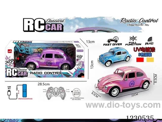 1:20 Volkswagen Beetle 4ch RC Car with Lights (Included Battery Blue/Red/Yellow/Pink/Purple)