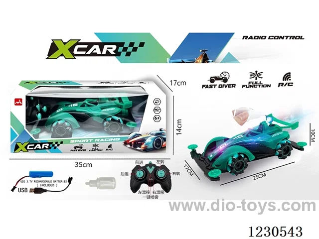 10ch Transparent Double Spray Formula Drift RC Car W L/M (Battery Included Blue/Red)