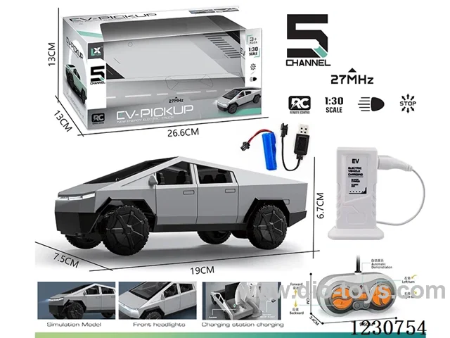 27MHZ 1:30 5ch New Energy Tesla RC Car + Charging Station Included Battery