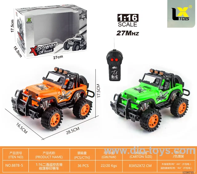27MHZ 1:16 2ch RC Jeep Convertible Racing Car No Battery Included
