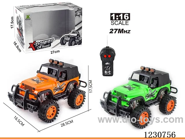 27MHZ 1:16 2ch RC Jeep Full Cover Racing Car, Battery Not Included