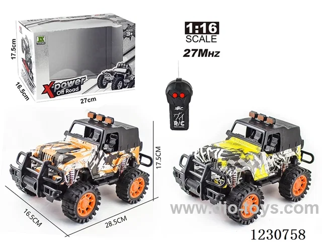 27MHZ 1:16 2ch RC Jeep Full Cover Racing Car, Battery Not Included