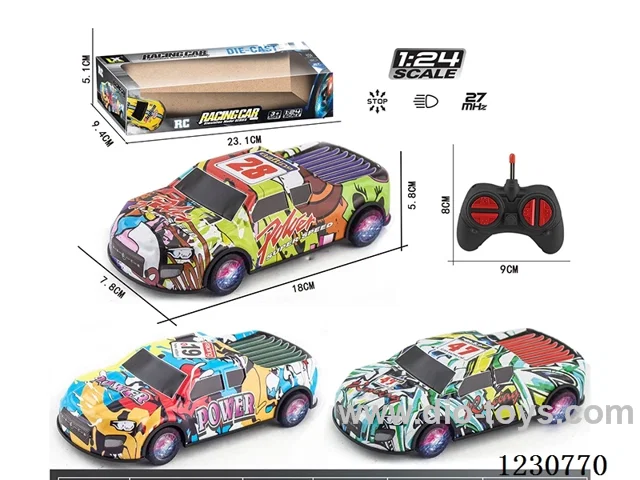27MHZ 1:24 4ch alloy RC car with lights, battery not included
