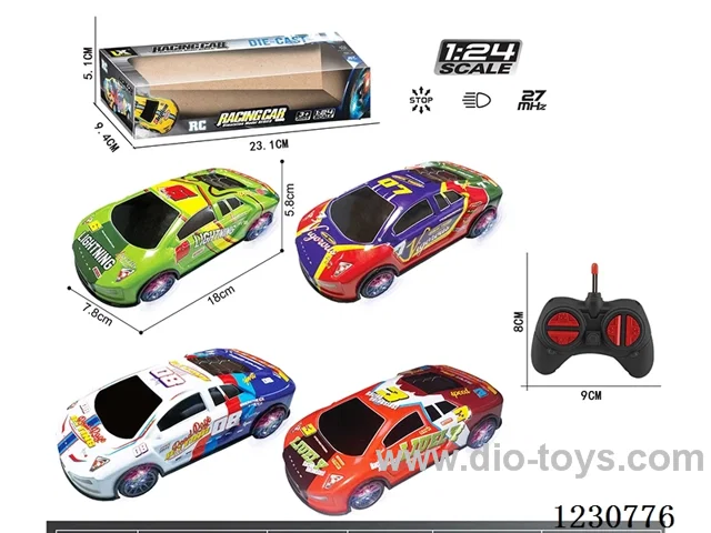 27MHZ 1:24 4ch Rally Racing Alloy RC Car with Lights, Battery Not Included