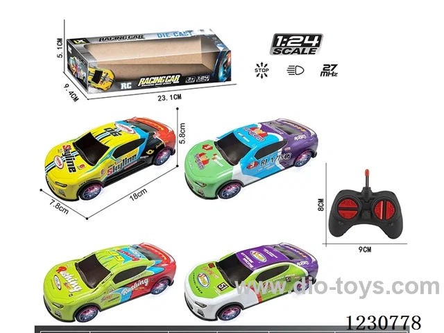 27MHZ 1:24 4ch Rally Racing Alloy RC Car with Lights, Battery Not Included