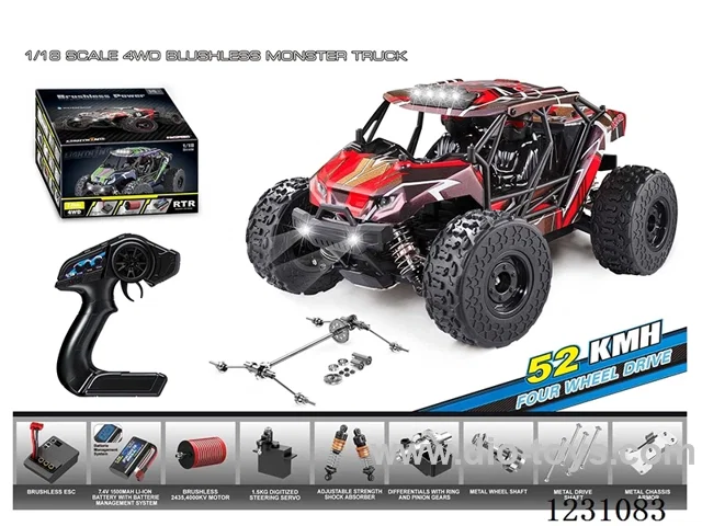 1:18 Brushless 4WD Full-Scale High-Speed Monster Truck (High-Spec) Red
