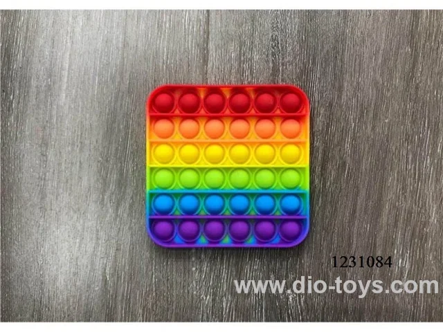 Small size Pop Sensory Toy Rainbow Square Popper Silicone Fidget  in opp bag