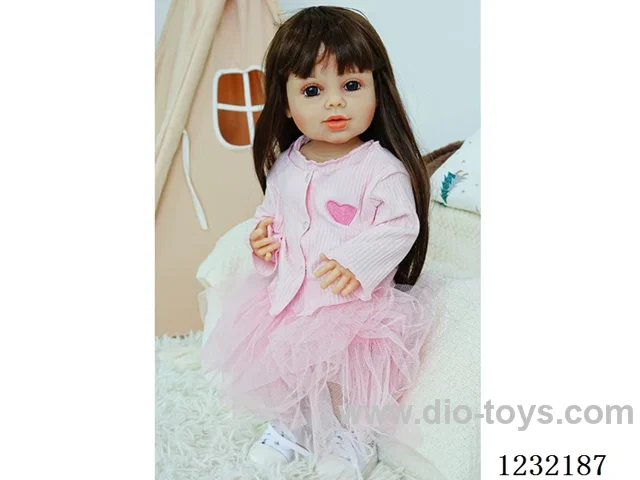 55cm Reborn Doll Soft Rubber High Simulation Baby Doll (Wig), Diaper, Birth Card - Intelligent Dialogue Model with Gravity Sensing