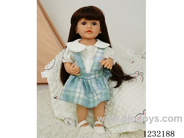 55cm Reborn Doll Soft Rubber High Simulation Baby Doll (Wig), Diaper, Birth Card - Intelligent Dialogue Model with Gravity Sensing