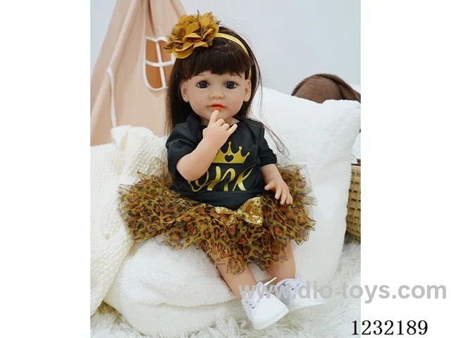 55cm Reborn Doll Soft Rubber High Simulation Baby Doll (Wig), Diaper, Birth Card - Intelligent Dialogue Model with Gravity Sensing