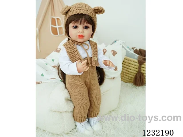 55cm Reborn Doll Soft Rubber High Simulation Baby Doll (Wig), Diaper, Birth Card - Intelligent Dialogue Model with Gravity Sensing