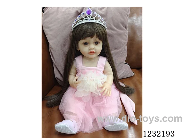 55cm Reborn Doll Soft Rubber High Simulation Baby Doll (Wig), Diaper, Birth Card - Intelligent Dialogue Model with Weight Sensing