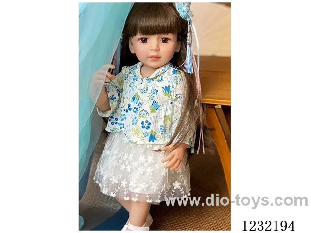 55cm Reborn Doll Soft Rubber High Simulation Baby Doll (Wig), Diaper, Birth Card - Intelligent Dialogue Model with Weight Sensing