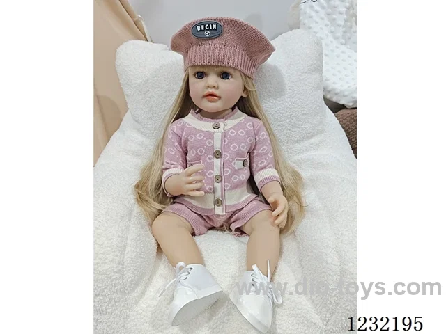 55cm Reborn Doll Soft Rubber High Simulation Baby Doll (Wig Set), Diapers, Birth Card - Intelligent Conversation Model with Weight Sensing
