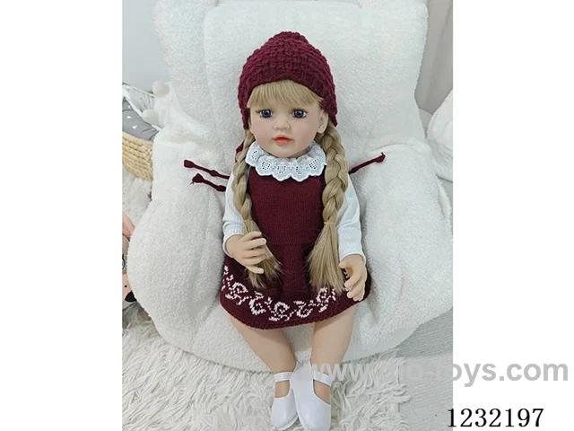 55cm Reborn Doll Soft Rubber High Simulation Baby Doll (Wig Set), Diapers, Birth Card - Intelligent Conversation Model with Weight Sensing