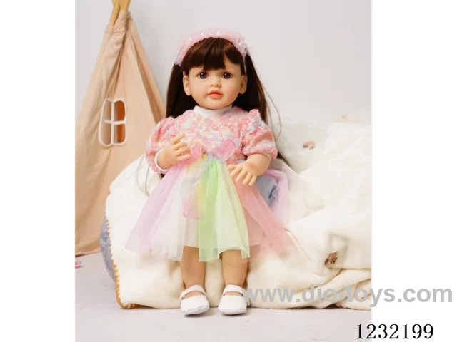 55cm Reborn Doll Soft Rubber High Simulation Baby Doll (Wig Set), Diapers, Birth Card - Intelligent Conversation Model with Weight Sensing