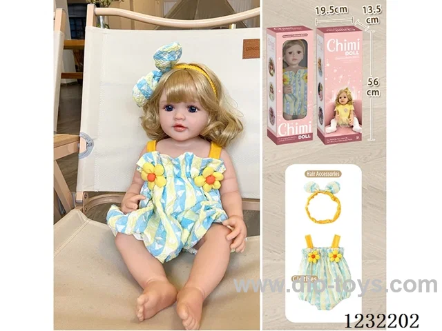 55cm Reborn Doll Soft Rubber High Simulation Baby Doll (Wig), Diaper, Birth Card - Intelligent Dialogue Model with Weight Sensing
