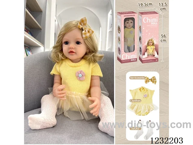 55cm Reborn Doll Soft Rubber High Simulation Baby Doll (Wig), Diaper, Birth Card - Intelligent Dialogue Model with Heavy Gravity Sensing