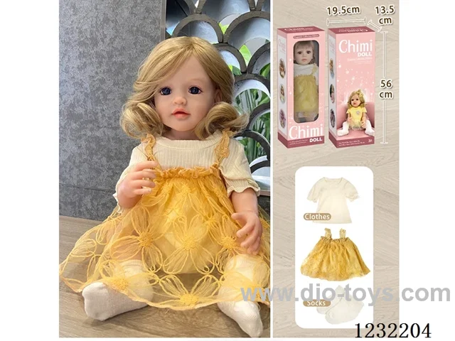 55cm Reborn Doll Soft Rubber High Simulation Baby Doll (Wig), Diaper, Birth Card - Intelligent Dialogue Model with Heavy Gravity Sensing