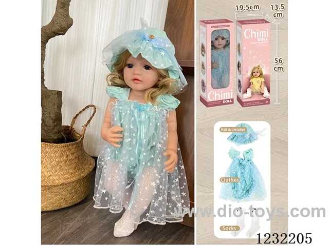 55cm Reborn Doll Soft Rubber High Simulation Baby Doll (Wig Set), Diapers, Birth Card - Intelligent Conversation Model with Weight Sensing