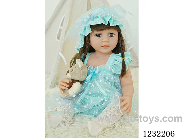 55cm Reborn Doll Soft Rubber High Simulation Baby Doll (Wig), Diaper, Birth Card - Intelligent Conversation Model with Heavy Gravity Sensing