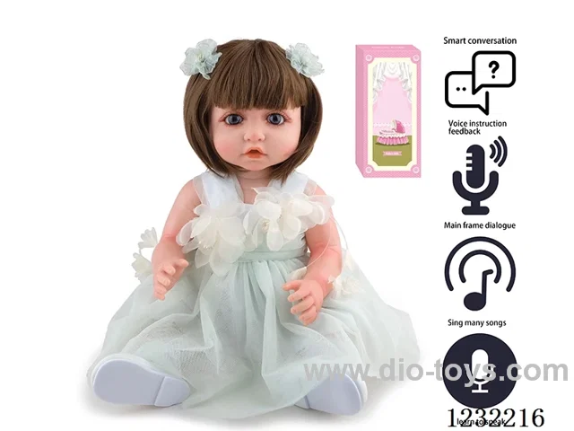 55CM Reborn Doll Advanced Painting Craftsmanship (Wig) Full Body Soft Rubber/Baby Bottle/Magnetic Pacifier/Diaper/Birth Card/Language Dialogue/Repeat Function
