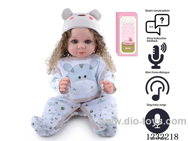 55CM Reborn Doll Advanced Painting Craftsmanship (Wig) Full Body Soft Rubber/Baby Bottle/Magnetic Pacifier/Diaper/Birth Card/Language Dialogue/Repeat Function