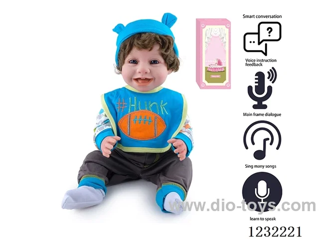 55CM Reborn Doll Advanced Painting Craftsmanship (Machine Hair Implantation) Full Body Soft Rubber/Baby Bottle/Magnetic Pacifier/Diapers/Birth Card/Language Dialogue/Repeat Function