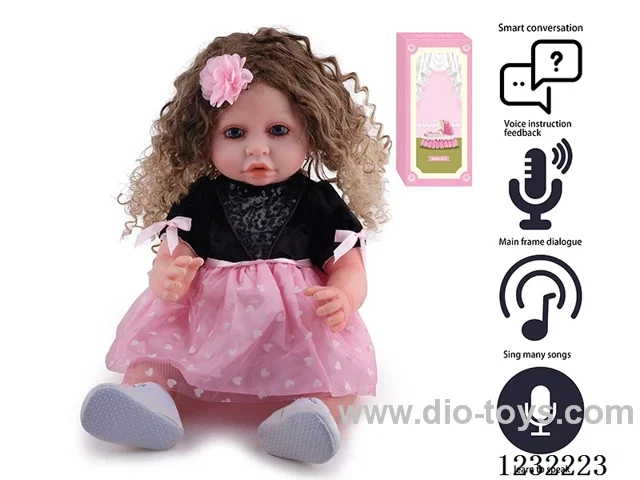 55CM Reborn Doll Advanced Painting Craftsmanship (Wig) Full Body Soft Rubber/Baby Bottle/Magnetic Pacifier/Diaper/Birth Card/Language Dialogue/Repeat Function