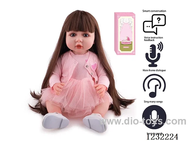 55CM Reborn Doll Advanced Painting Craftsmanship (Wig) Full Body Soft Rubber/Baby Bottle/Magnetic Pacifier/Diaper/Birth Card/Language Dialogue/Repeat Function